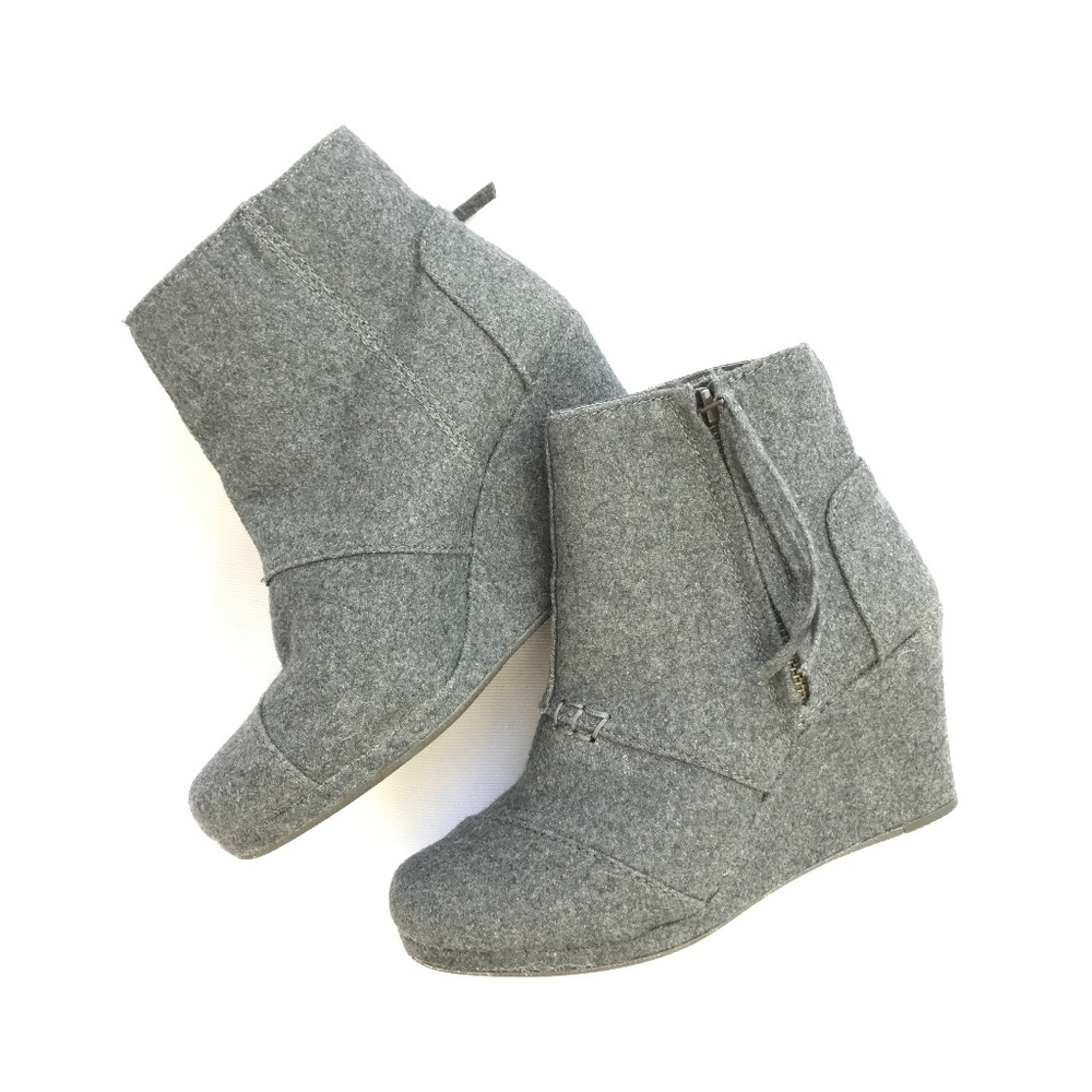 Toms Desert Wedge Gray Boots Ankle